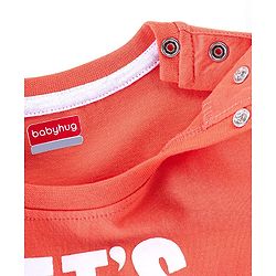 Babyhug Half Sleeves Cotton Jersey Text Printed T- Shirt - Orange