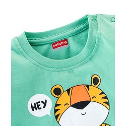 Babyhug Half Sleeves Cotton Jersey Tiger Printed T- Shirt - Green