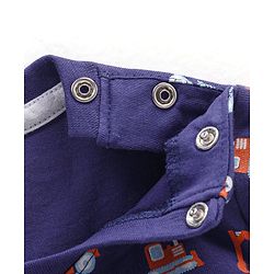 Babyhug Cotton Knit Half Sleeves T-Shirt with Dumper Print - Navy Blue