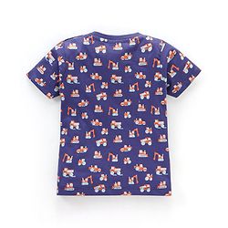 Babyhug Cotton Knit Half Sleeves T-Shirt with Dumper Print - Navy Blue