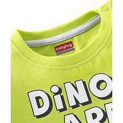 Babyhug Cotton Half Sleeves T-Shirt with Dino Print - Lime Green