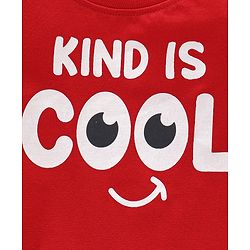 Babyhug Cotton Knit Half Sleeves T-Shirt with Text Print - Red