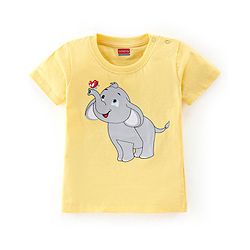 Babyhug Cotton Half Sleeves T-Shirt Elephant Print- Yellow