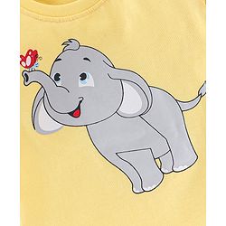 Babyhug Cotton Half Sleeves T-Shirt Elephant Print- Yellow
