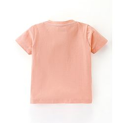 Babyhug Cotton Half Sleeves T-Shirt with Dino Print - Peach