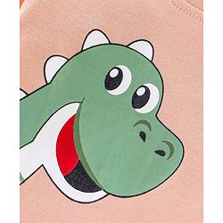 Babyhug Cotton Half Sleeves T-Shirt with Dino Print - Peach