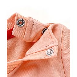 Babyhug Cotton Half Sleeves T-Shirt with Dino Print - Peach