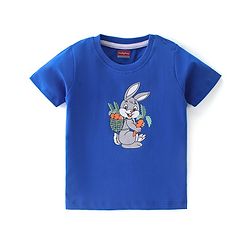 Babyhug Cotton Half Sleeves T-Shirt Bunny Print - Blue