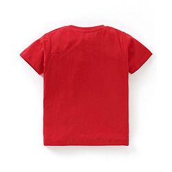 Babyhug Cotton Knit Half Sleeves T-Shirt with Tractor Print - Red