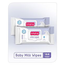 Babyhug Daily Moisturising Milk Wipes Pack Of 2 - 72 Pieces Each - 72 Pieces Each White