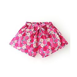 Babyhug 100% Cotton Knit Half Sleeves Top with Shorts Sequin Embellished & Apple Print - Dark Pink