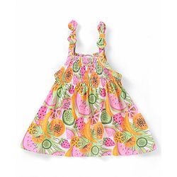 Babyhug 100% Cotton Knit Sleeveless Top and Shorts Fruits Print - Pink & Green