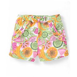 Babyhug 100% Cotton Knit Sleeveless Top and Shorts Fruits Print - Pink & Green