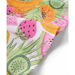 Babyhug 100% Cotton Knit Sleeveless Top and Shorts Fruits Print - Pink & Green