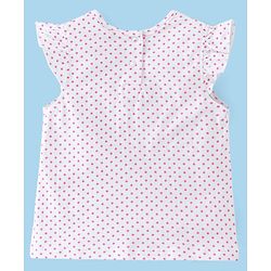 Babyhug 100% Cotton Knit Half sleeves Dungarees & Sets Girl With Back Snap Buttons Strawberry Print - White & Pink