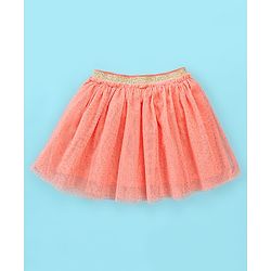 Babyhug 100% Cotton Half Sleeves Top & Skirt Set Floral Print- Peach