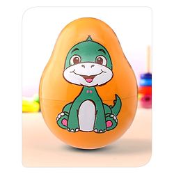 Babyhug Dino Push and Shake Yellow Roly Poly Toy| Wobbling Bell Sounds For 0 Months+| Child Safe Material| Gifting Toy| BIS Certified