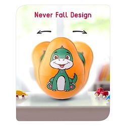 Babyhug Dino Push and Shake Yellow Roly Poly Toy| Wobbling Bell Sounds For 0 Months+| Child Safe Material| Gifting Toy| BIS Certified