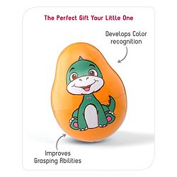 Babyhug Dino Push and Shake Yellow Roly Poly Toy| Wobbling Bell Sounds For 0 Months+| Child Safe Material| Gifting Toy| BIS Certified
