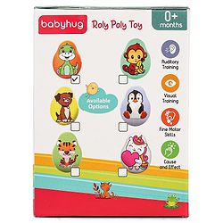 Babyhug Dino Push and Shake Yellow Roly Poly Toy| Wobbling Bell Sounds For 0 Months+| Child Safe Material| Gifting Toy| BIS Certified