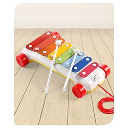 Babyhug Premium Pull Along Xylophone with 8 Notes & 2 Mallet- Yellow| First Musical Xylophone with Wheels for Baby & Toddlers| Preschool Musical Instruments & Activity Toys for 0-4 Years Kids| BIS Certified