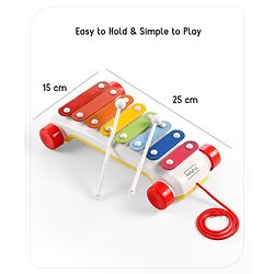 Babyhug Premium Pull Along Xylophone with 8 Notes & 2 Mallet- Yellow| First Musical Xylophone with Wheels for Baby & Toddlers| Preschool Musical Instruments & Activity Toys for 0-4 Years Kids| BIS Certified