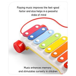 Babyhug Premium Pull Along Xylophone with 8 Notes & 2 Mallet- Yellow| First Musical Xylophone with Wheels for Baby & Toddlers| Preschool Musical Instruments & Activity Toys for 0-4 Years Kids| BIS Certified