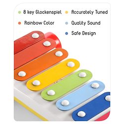 Babyhug Premium Pull Along Xylophone with 8 Notes & 2 Mallet- Yellow| First Musical Xylophone with Wheels for Baby & Toddlers| Preschool Musical Instruments & Activity Toys for 0-4 Years Kids| BIS Certified