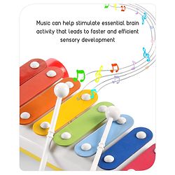 Babyhug Premium Pull Along Xylophone with 8 Notes & 2 Mallet- Yellow| First Musical Xylophone with Wheels for Baby & Toddlers| Preschool Musical Instruments & Activity Toys for 0-4 Years Kids| BIS Certified