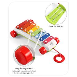Babyhug Premium Pull Along Xylophone with 8 Notes & 2 Mallet- Yellow| First Musical Xylophone with Wheels for Baby & Toddlers| Preschool Musical Instruments & Activity Toys for 0-4 Years Kids| BIS Certified