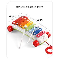Babyhug Premium Pull Along Xylophone with 8 Notes & 2 Mallet- Yellow| First Musical Xylophone with Wheels for Baby & Toddlers| Preschool Musical Instruments & Activity Toys for 0-4 Years Kids| BIS Certified