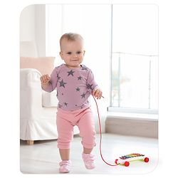 Babyhug Premium Pull Along Xylophone with 8 Notes & 2 Mallet- Yellow| First Musical Xylophone with Wheels for Baby & Toddlers| Preschool Musical Instruments & Activity Toys for 0-4 Years Kids| BIS Certified