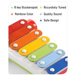 Babyhug Premium Pull Along Xylophone with 8 Notes & 2 Mallet- Yellow| First Musical Xylophone with Wheels for Baby & Toddlers| Preschool Musical Instruments & Activity Toys for 0-4 Years Kids| BIS Certified