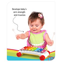 Babyhug Premium Pull Along Xylophone with 8 Notes & 2 Mallet- Yellow| First Musical Xylophone with Wheels for Baby & Toddlers| Preschool Musical Instruments & Activity Toys for 0-4 Years Kids| BIS Certified