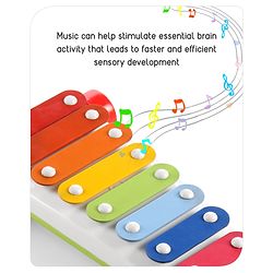 Babyhug Premium Pull Along Xylophone with 8 Notes & 2 Mallet- Yellow| First Musical Xylophone with Wheels for Baby & Toddlers| Preschool Musical Instruments & Activity Toys for 0-4 Years Kids| BIS Certified