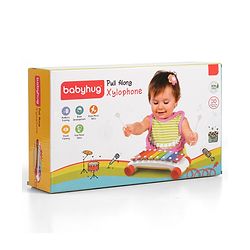 Babyhug Premium Pull Along Xylophone with 8 Notes & 2 Mallet- Yellow| First Musical Xylophone with Wheels for Baby & Toddlers| Preschool Musical Instruments & Activity Toys for 0-4 Years Kids| BIS Certified
