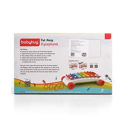Babyhug Premium Pull Along Xylophone with 8 Notes & 2 Mallet- Yellow| First Musical Xylophone with Wheels for Baby & Toddlers| Preschool Musical Instruments & Activity Toys for 0-4 Years Kids| BIS Certified