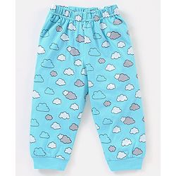 Babyhug Cotton Knit Half Sleeves Night Suit Giraffe Print - Blue