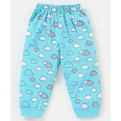 Babyhug Cotton Knit Half Sleeves Night Suit Giraffe Print - Blue