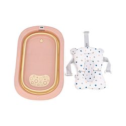 Babyhug Foldable Bathtub with Cushion and Inbuilt Thermometer - Pink