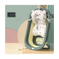 Babyhug Foldable Bathtub with Cushion and Inbuilt Thermometer - Green