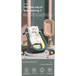 Babyhug Foldable Bathtub with Cushion and Inbuilt Thermometer - Green