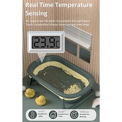 Babyhug Foldable Bathtub with Cushion and Inbuilt Thermometer - Green