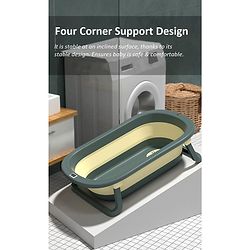 Babyhug Foldable Bathtub with Cushion and Inbuilt Thermometer - Green