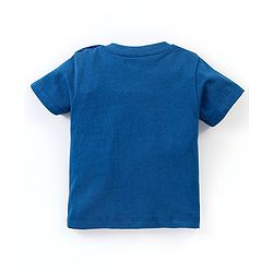 Babyhug Cotton Knit Half Sleeves Night Suit Leopard Print With Stripes - Navy Blue
