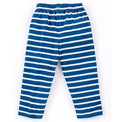 Babyhug Cotton Knit Half Sleeves Night Suit Leopard Print With Stripes - Navy Blue