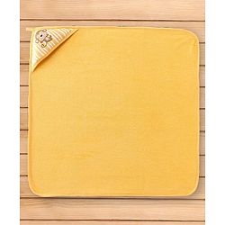 Babyhug Double Layer Terry Monkey Print Hooded Towel L 73 x B 73 cm - Yellow