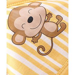 Babyhug Double Layer Terry Monkey Print Hooded Towel L 73 x B 73 cm - Yellow