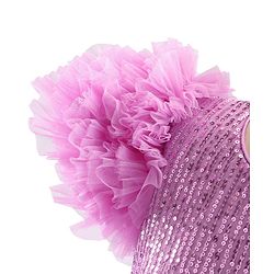 Babyhug Woven Half Sleeves Sequinned Party Frock -Lavender
