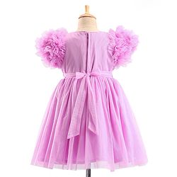 Babyhug Woven Half Sleeves Sequinned Party Frock -Lavender
